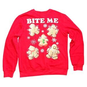 Fifth Sun Gingerbread Bite Me Christmas Sweatshirt Size Small